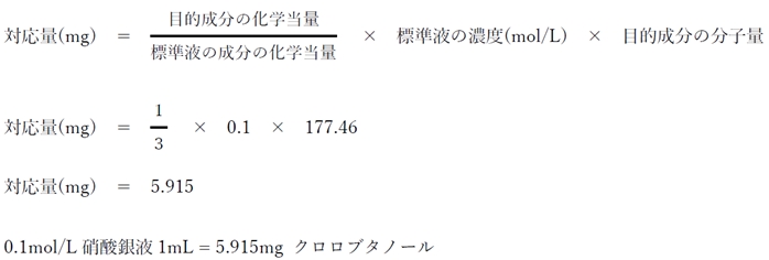 フォルハルト法の逆滴定 クロロブタノールの定量法 92回薬剤師国家試験問32